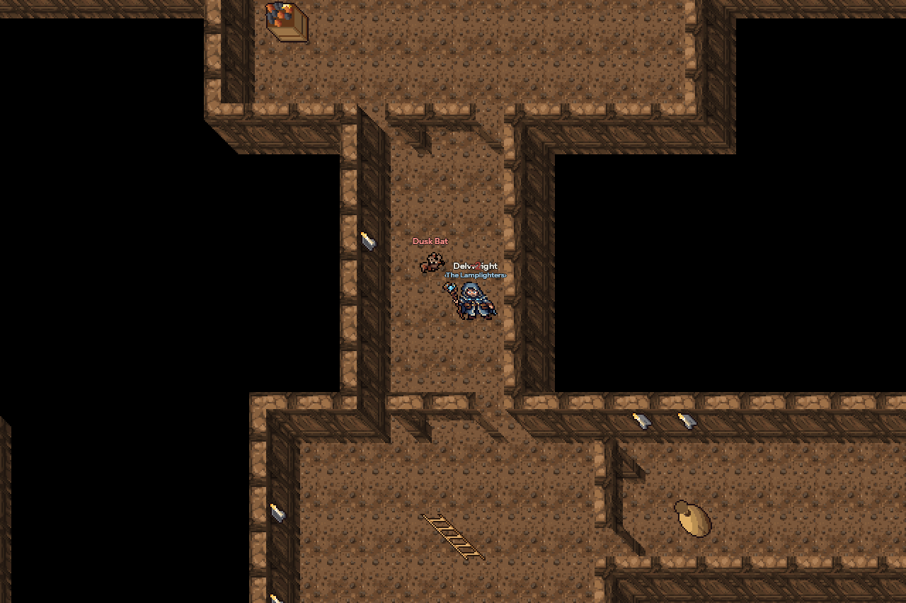 Timbered galleries and square halls of a mine, cut into the rock